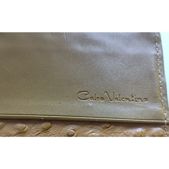 Calro Valentino Wallet Women's Yellow Ostrich Leather Snap Close - Picture 6 of 7